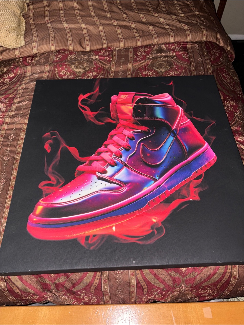 Nike Neon flaming Red hot and High-Top Sneaker Art Print